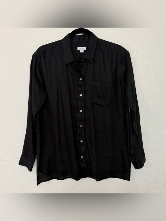 J. Jill Tops - J. Jill Love Linen Black Long Sleeve Button Up Shirt 100% Women’s Size Small